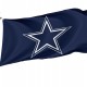 Dallas Cowboys flag flying outdoors with the iconic star logo in blue and white.