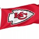 Kansas City Chiefs flag flying outdoors, 3x5 polyester flag with brass grommets.