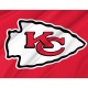 Kansas City Chiefs flag flying outdoors, 3x5 polyester flag with brass grommets.