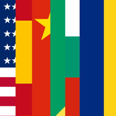 Flags representing different countries and their national symbols