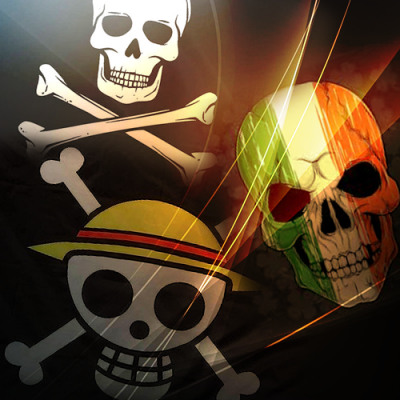 Flags featuring pirate symbols, such as skull and crossbones, representing piracy or rebellion