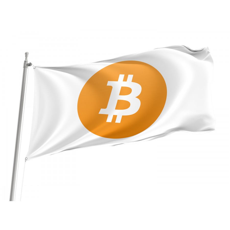 Bitcoin Big Logo White Flag