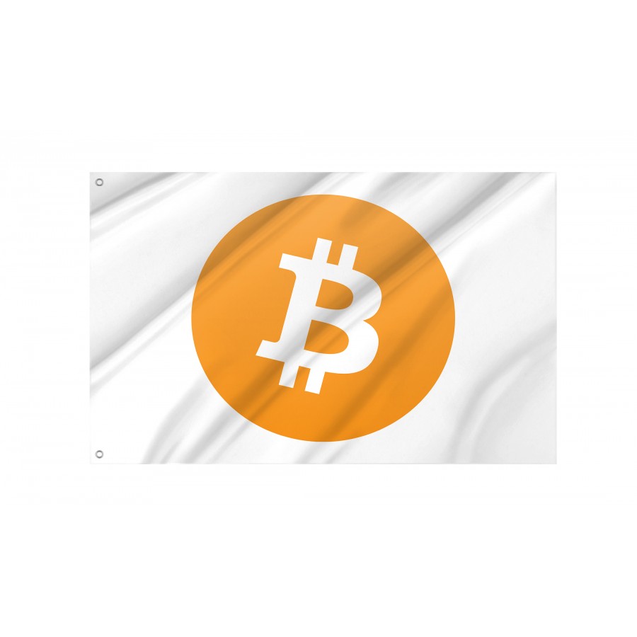Bitcoin Big Logo White Flag