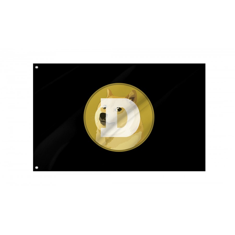 Dogecoin (DOGE) Black Flag, Unique Design Print