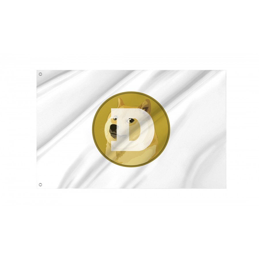 Dogecoin (DOGE) White Flag, Unique Design Print