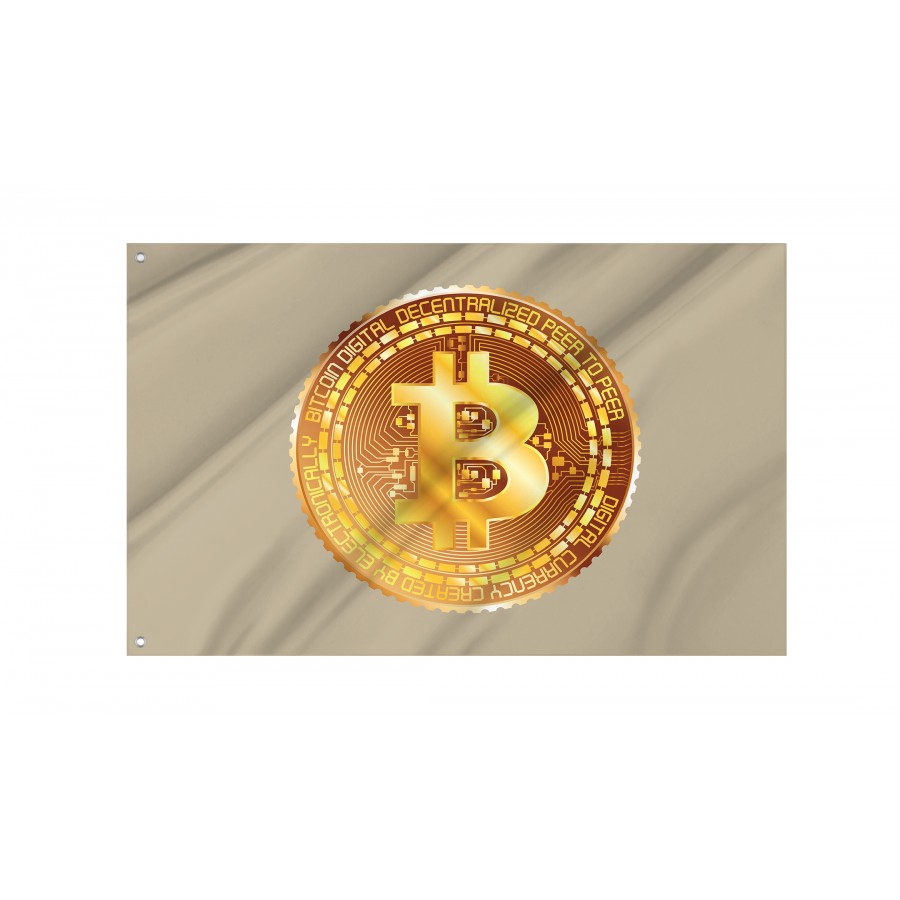 Metallic Golden Bitcoin Flag