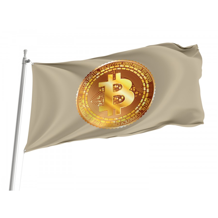 Metallic Golden Bitcoin Flag