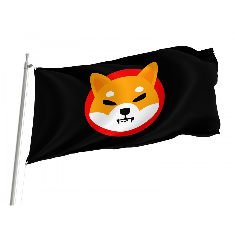 Shiba Inu (SHIB) Black Flag, Unique Design Print