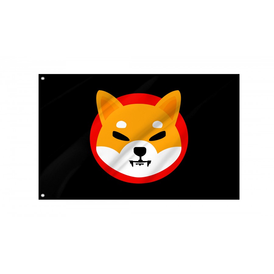 Shiba Inu (SHIB) Black Flag, Unique Design Print