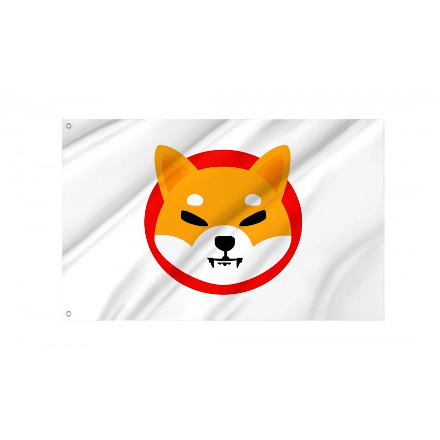 Shiba Inu (SHIB) White Flag, Unique Design Print