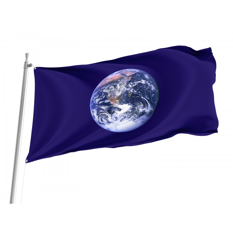 Earth Flag - Planet Symbol on Blue Background