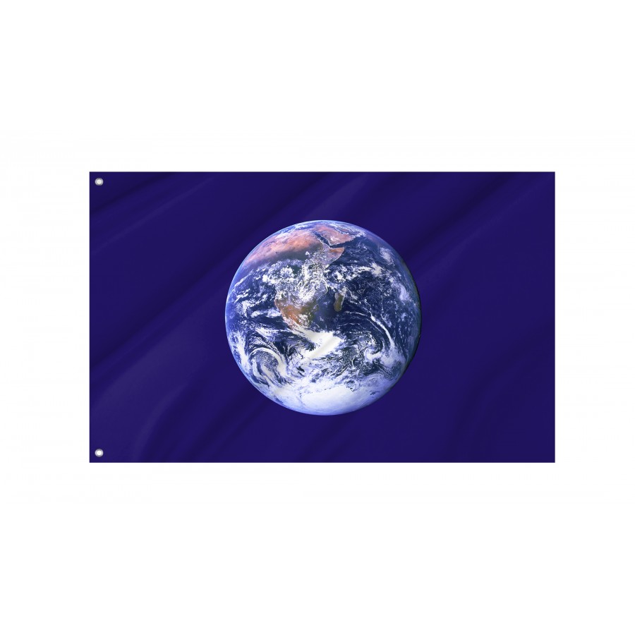 Earth Flag - Planet Symbol on Blue Background
