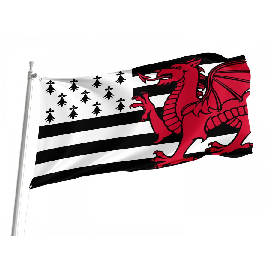 National Flags Of Brittany And Welsh Dragon Of Wales, Patriotic Flags, Unique Design Print, Flags For Indoor & Outdoor Use - High Quality France for Indoor and Outdoor Use