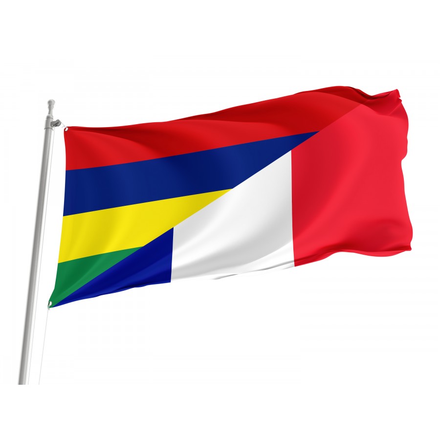 Mauritius And France Friendship Flag, Patriotic Flags, Unique Design Print, Flags For Indoor & Outdoor Use - High Quality Friendship Flag for Indoor and Outdoor Use