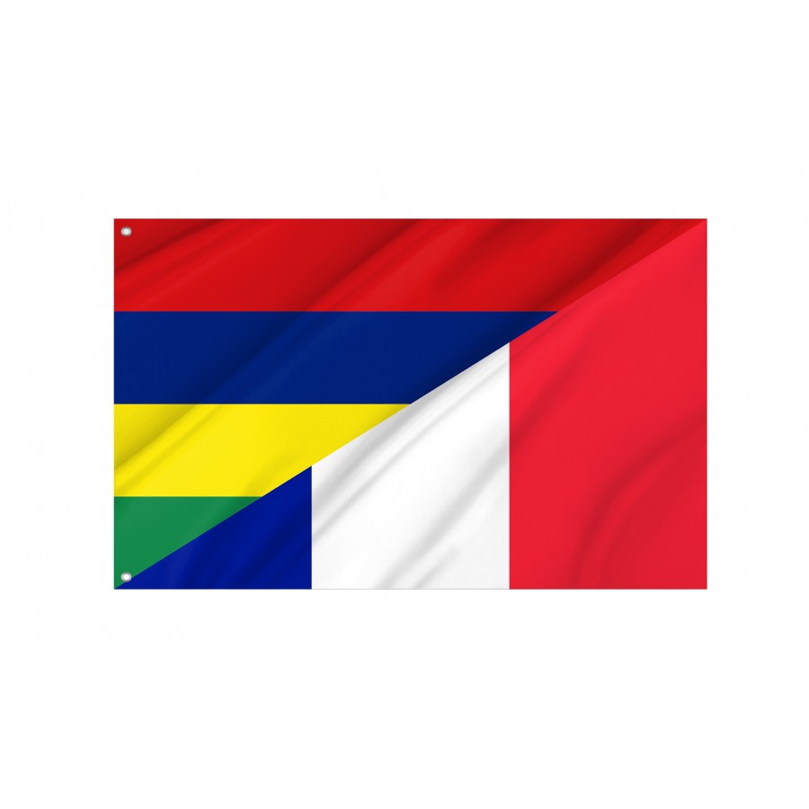 Mauritius And France Friendship Flag, Patriotic Flags, Unique Design Print, Flags For Indoor & Outdoor Use - High Quality Friendship Flag for Indoor and Outdoor Use