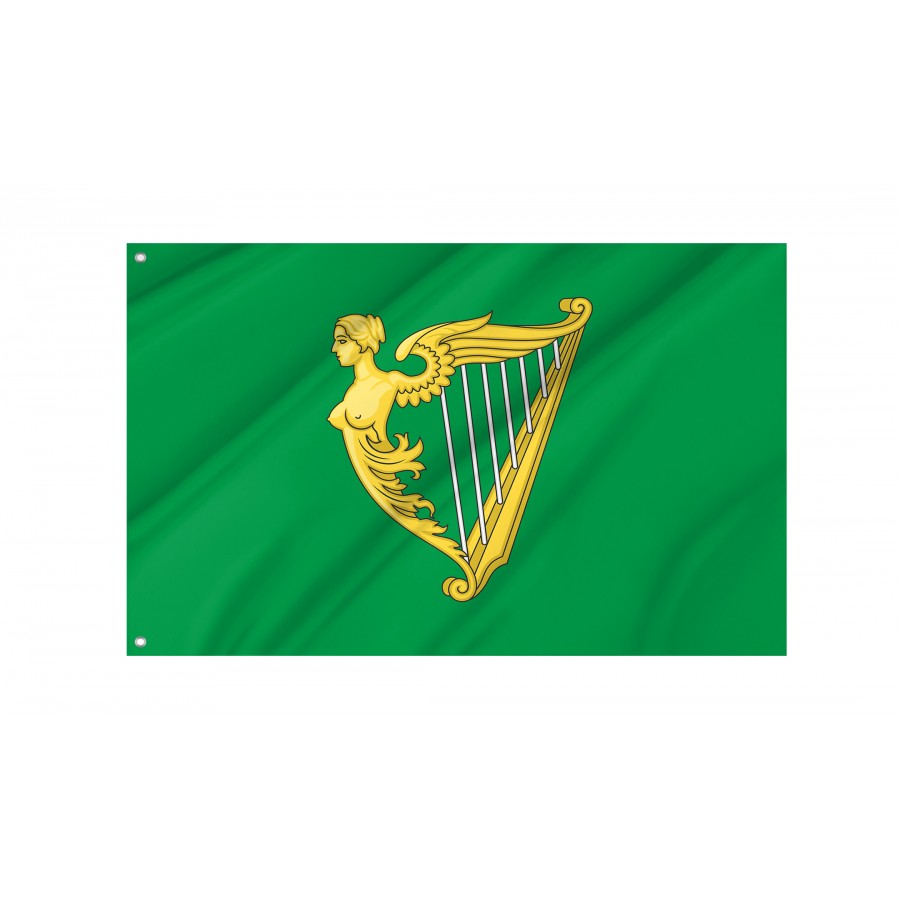 Green Harp Flag of Ireland, Patriotic Flags, Unique Design Print, Flags for Indoor & Outdoor Use