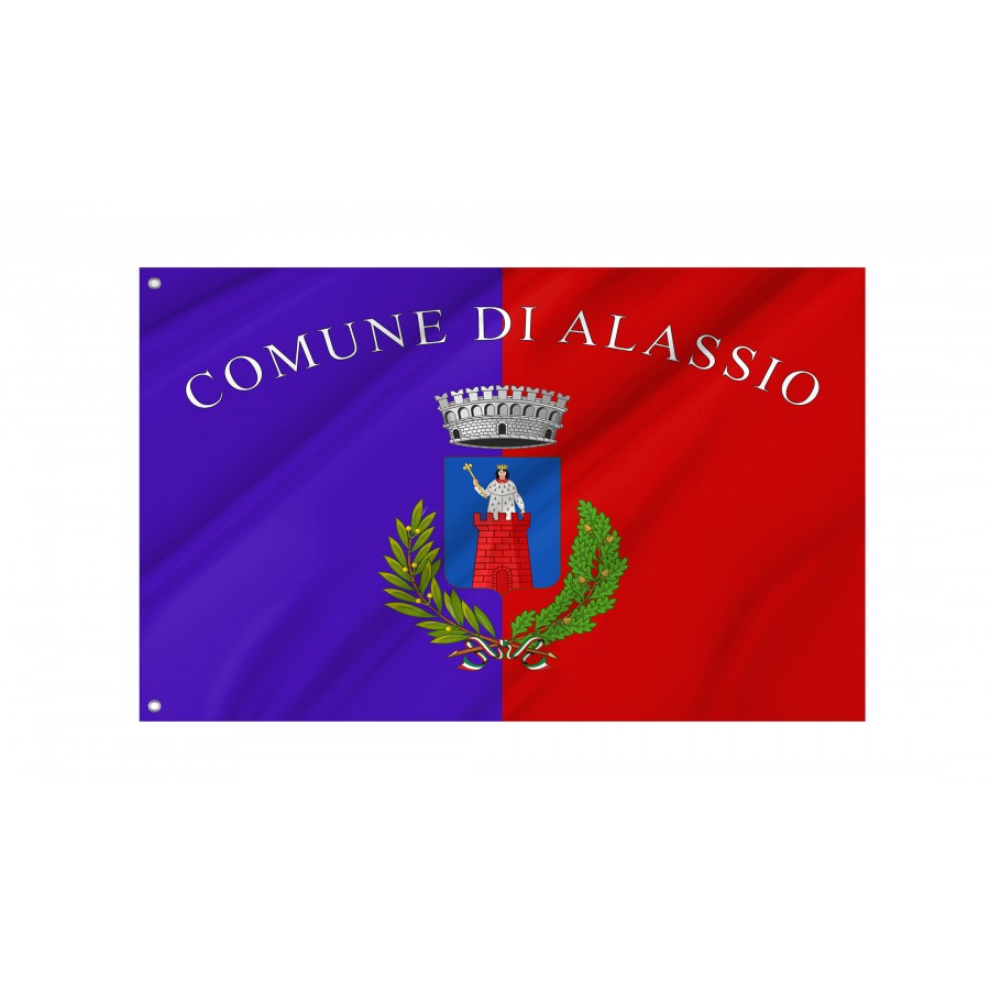 Alassio Flag, Unique Design Print - High Quality Liguria for Indoor and Outdoor Use