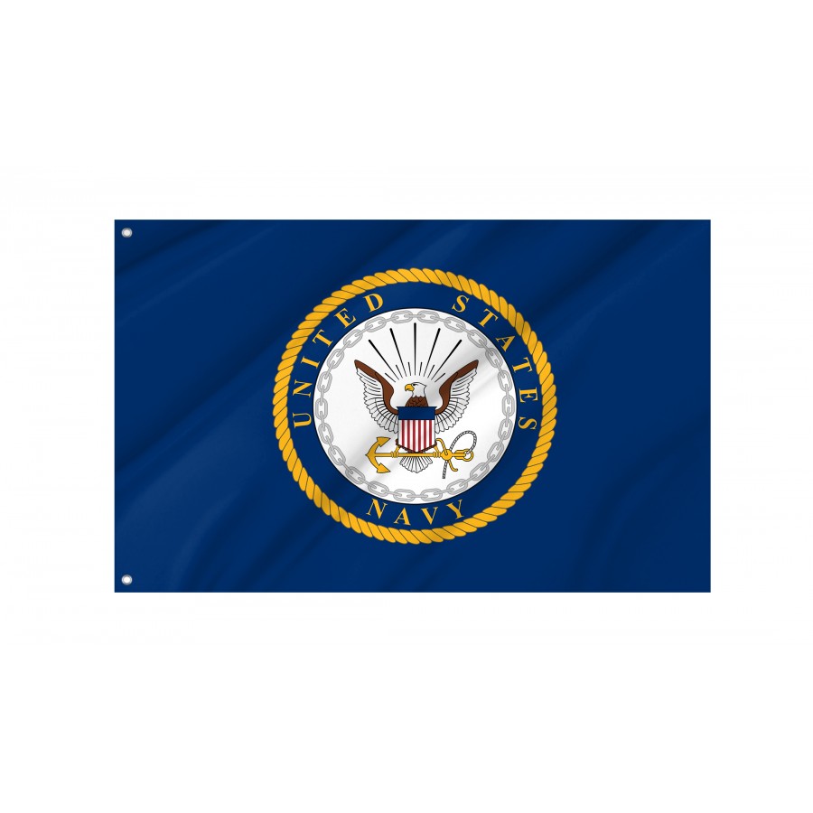 Us Navy Emblem Flag, Heavy Duty Navy Naval Military Flags -United State Navy Flags - High Quality United States for Indoor and Outdoor Use