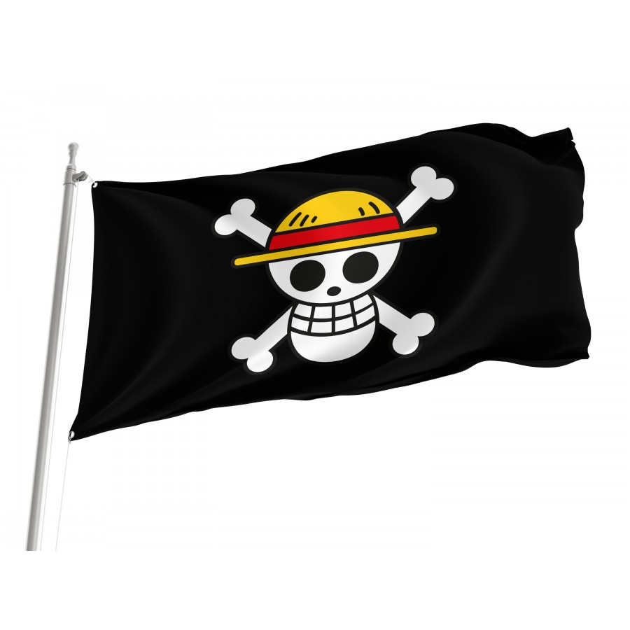 One Piece Luffy's Straw Hat Pirate Flag, Unique Design Print, Flags for Indoor & Outdoor Use