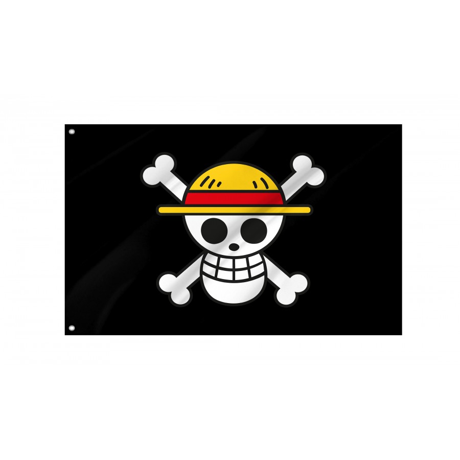 One Piece Luffy's Straw Hat Pirate Flag, Unique Design Print, Flags for Indoor & Outdoor Use