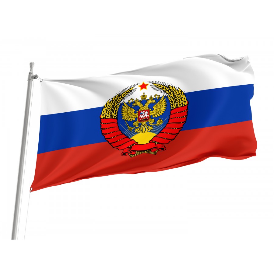 Flag Of Russia With Soviet Crest, Patriotic Flags, Unique Design Print, Flags For Indoor & Outdoor Use - High Quality Russia for Indoor and Outdoor Use