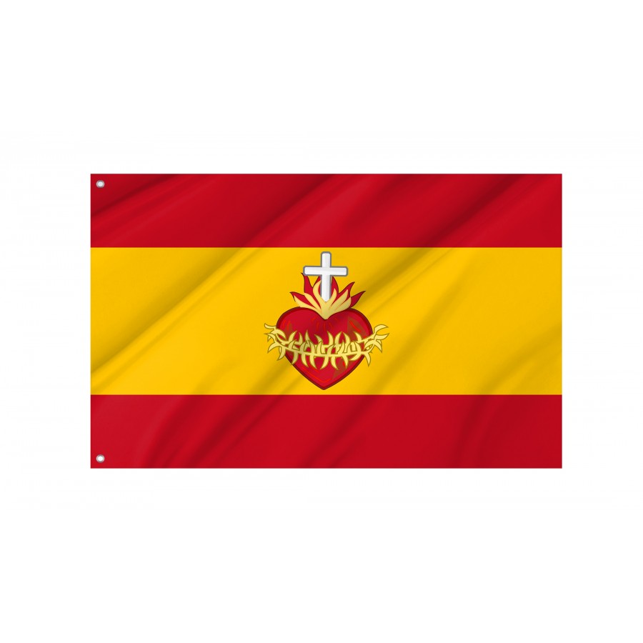 Flag Of Spain With Sacred Heart, Unique Design Print, Flags For Indoor & Outdoor Use - High Quality Spain for Indoor and Outdoor Use