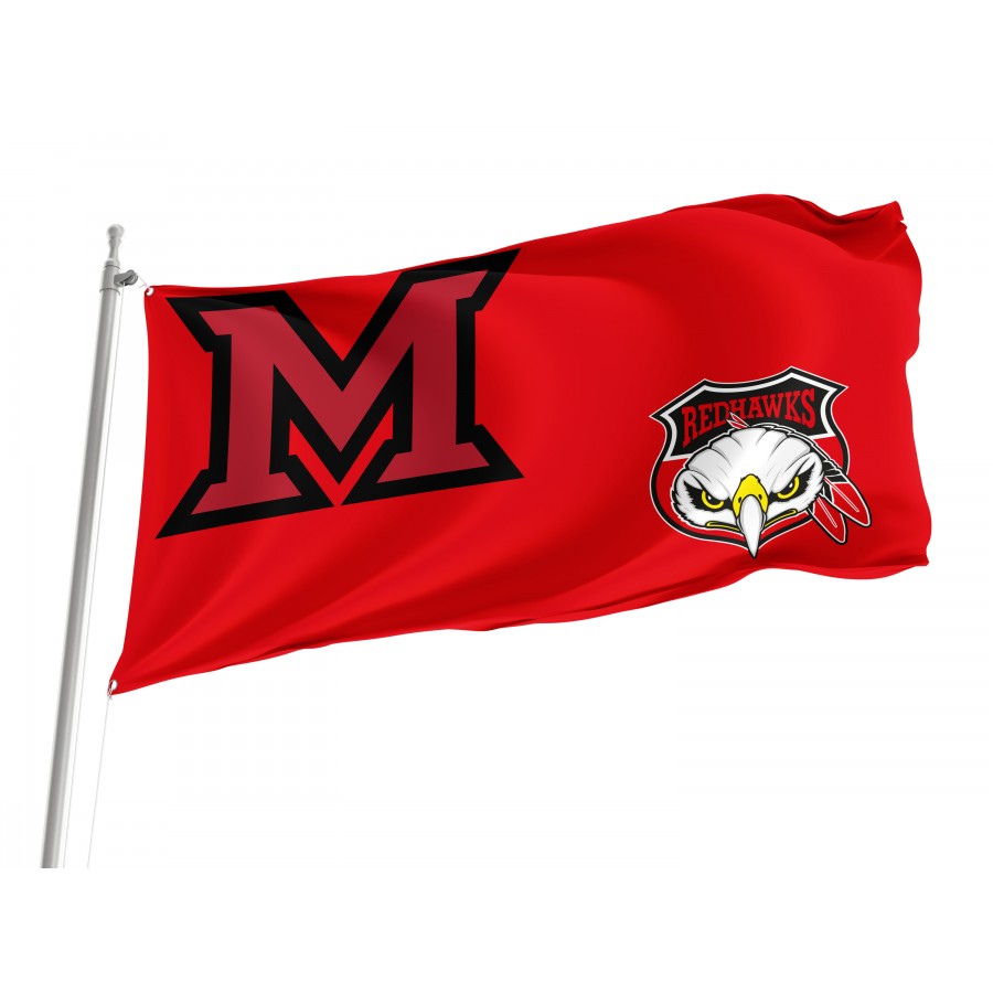 Flag of Miami (OH) RedHawks, Unique Design Print, Flags for Indoor & Outdoor Use