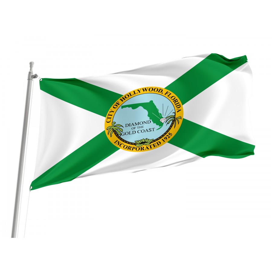 Flag of Hollywood, Florida, Patriotic Flags, Unique Design Print, Flags for Indoor & Outdoor Use