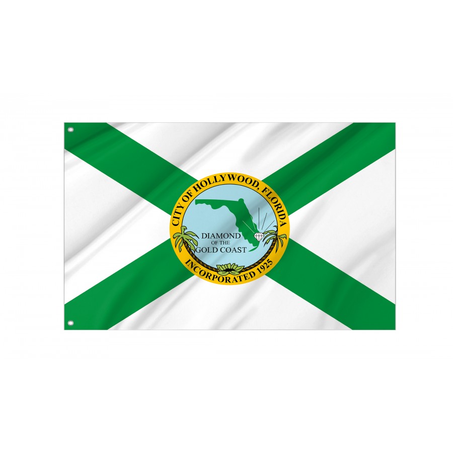 Flag of Hollywood, Florida, Patriotic Flags, Unique Design Print, Flags for Indoor & Outdoor Use