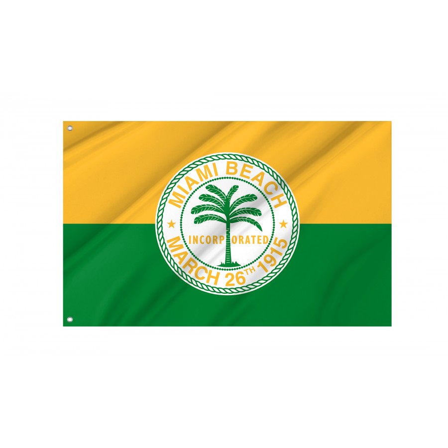 Flag of Miami Beach, Florida, Patriotic Flags, Unique Design Print, Flags for Indoor & Outdoor Use