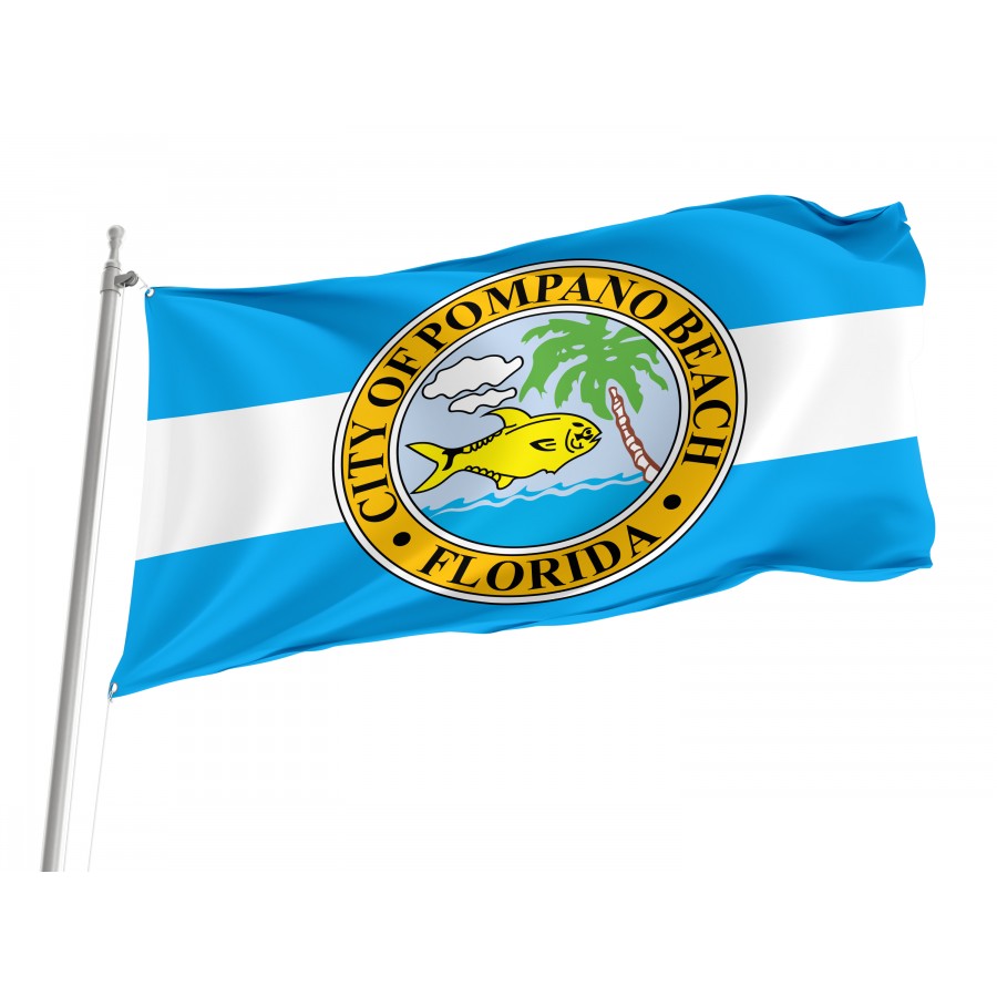 Flag of Pompano Beach, Florida, Patriotic Flags, Unique Design Print, Flags for Indoor & Outdoor Use