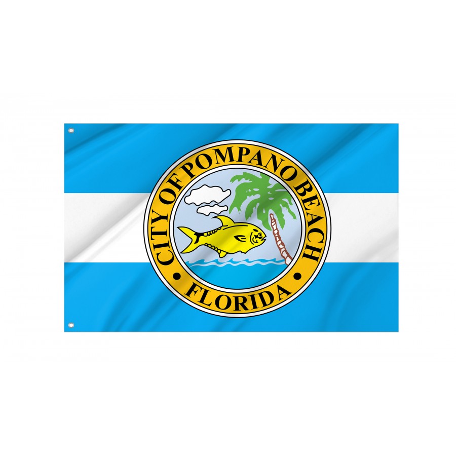 Flag of Pompano Beach, Florida, Patriotic Flags, Unique Design Print, Flags for Indoor & Outdoor Use