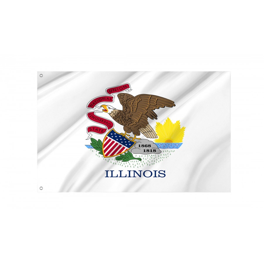 Flag of Illinois State, Patriotic Flags, Unique Design Print, Flags for Indoor & Outdoor Use