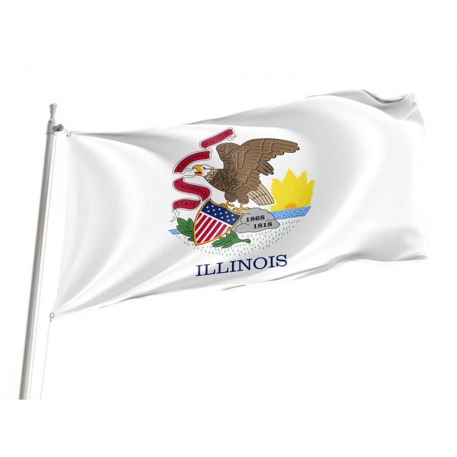 Flag of Illinois State, Patriotic Flags, Unique Design Print, Flags for Indoor & Outdoor Use