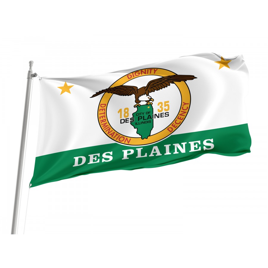 Flag of Des Plaines, Illinois, Patriotic Flags, Unique Design Print, Flags for Indoor & Outdoor Use
