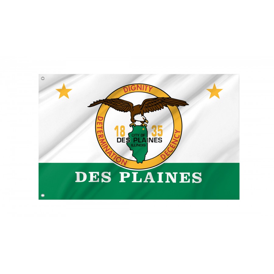 Flag of Des Plaines, Illinois, Patriotic Flags, Unique Design Print, Flags for Indoor & Outdoor Use