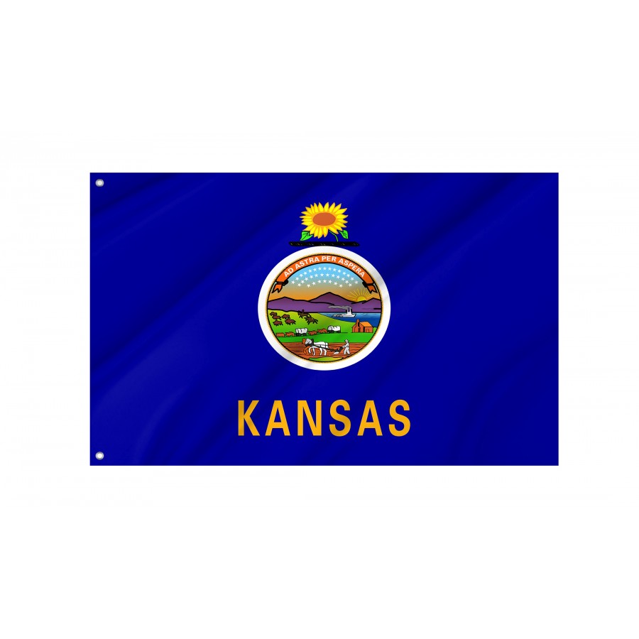 Flag of Kansas State, Patriotic Flags, Unique Design Print, Flags for Indoor & Outdoor Use