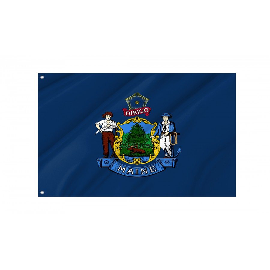 Flag of Maine State, Patriotic Flags, Unique Design Print, Flags for Indoor & Outdoor Use