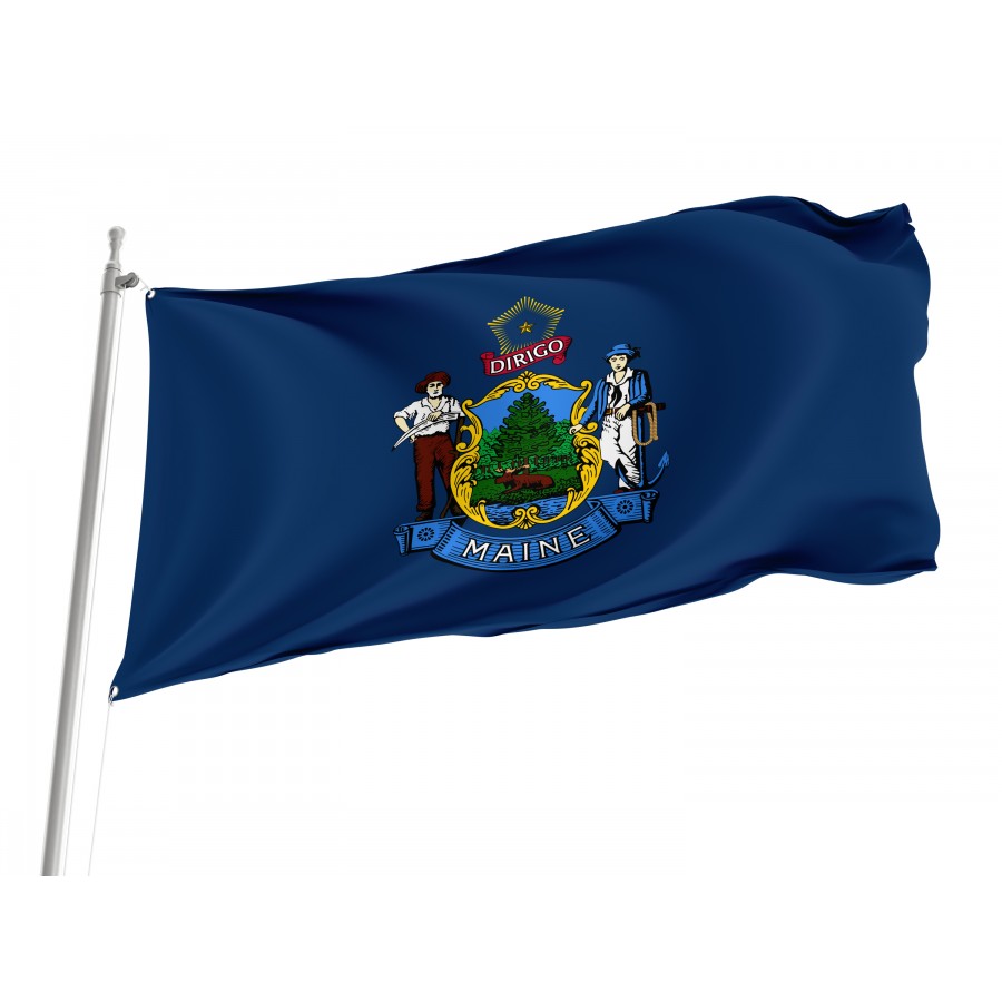 Flag of Maine State, Patriotic Flags, Unique Design Print, Flags for Indoor & Outdoor Use
