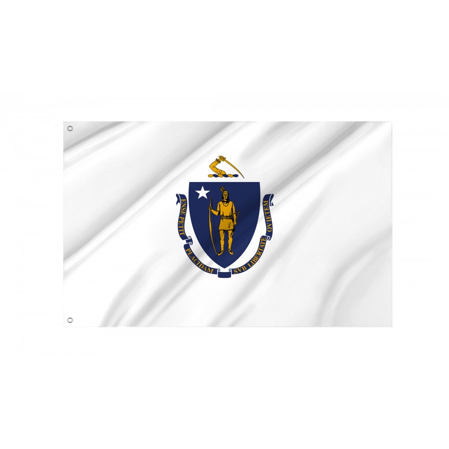 Flag of Massachusetts State, Patriotic Flags, Unique Design Print, Flags for Indoor & Outdoor Use