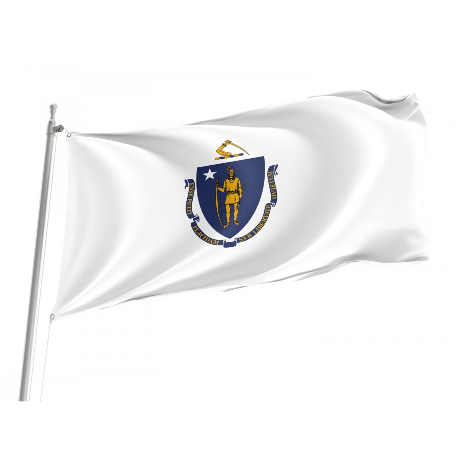 Flag of Massachusetts State, Patriotic Flags, Unique Design Print, Flags for Indoor & Outdoor Use