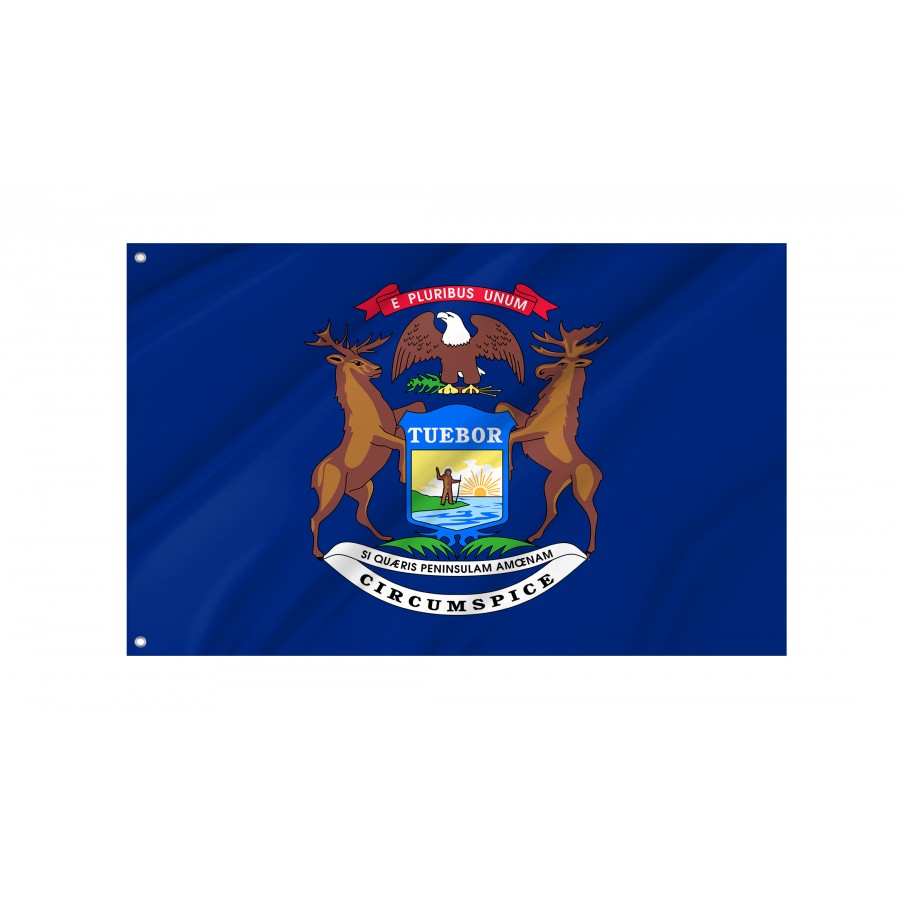 Flag of Michigan State, Patriotic Flags, Unique Design Print, Flags for Indoor & Outdoor Use
