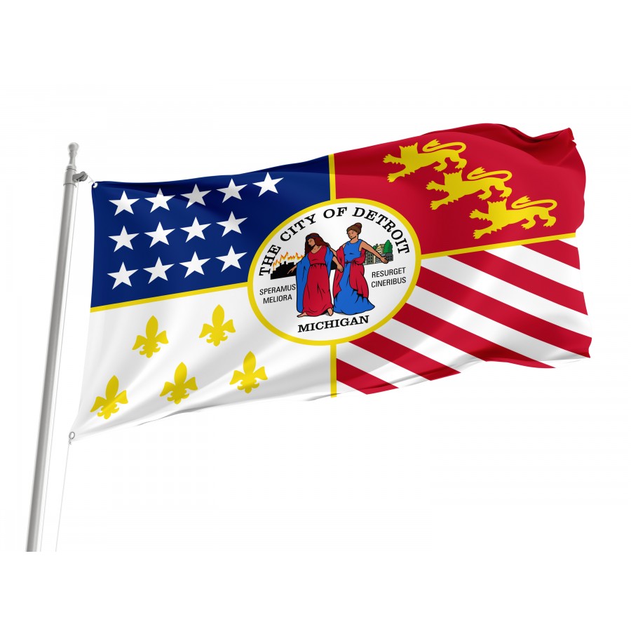 Flag of Detroit, Michigan, Patriotic Flags, Unique Design Print, Flags for Indoor & Outdoor Use