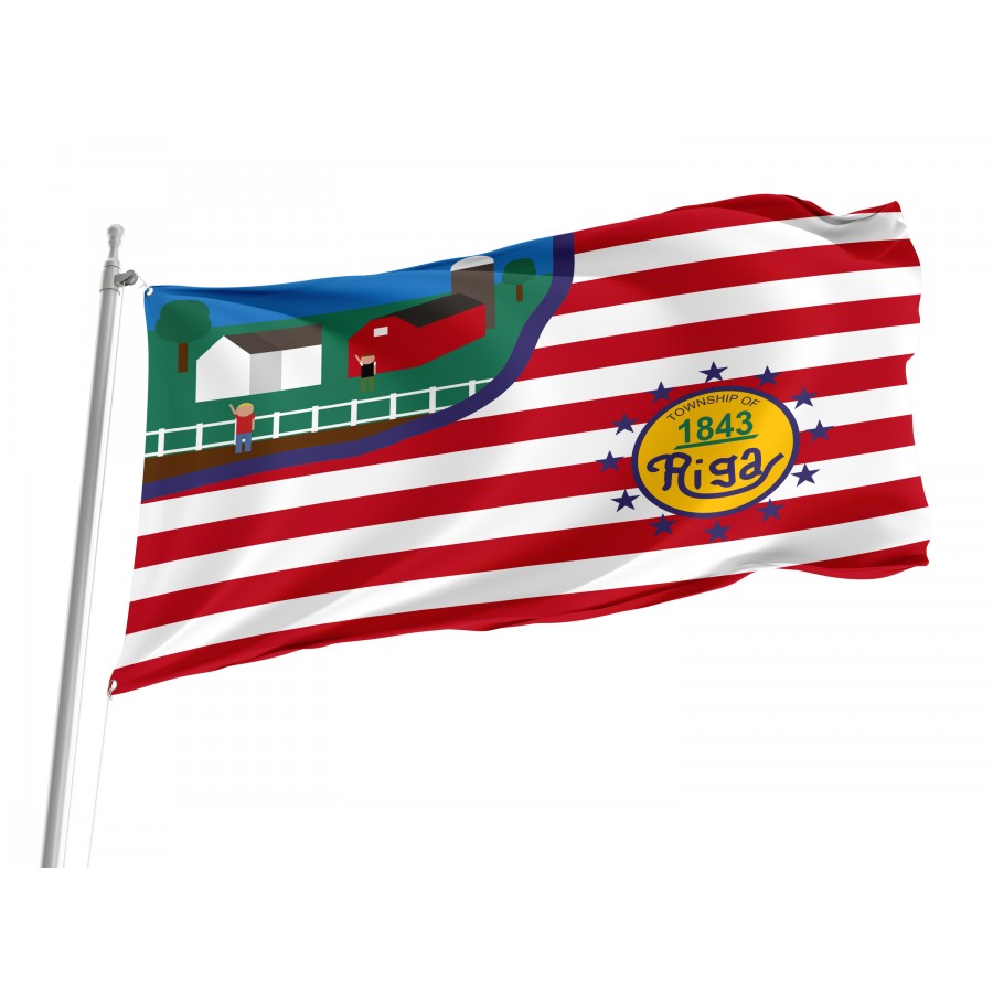 Flag of Riga Township, Michigan, Patriotic Flags, Unique Design Print, Flags for Indoor & Outdoor Use