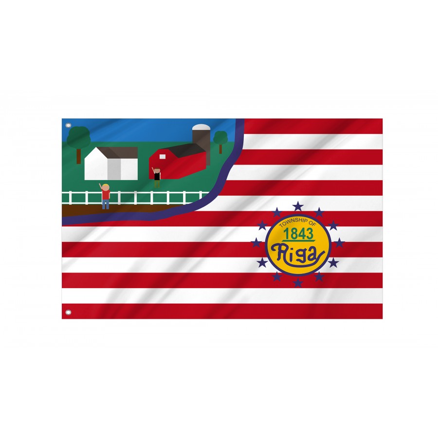 Flag of Riga Township, Michigan, Patriotic Flags, Unique Design Print, Flags for Indoor & Outdoor Use