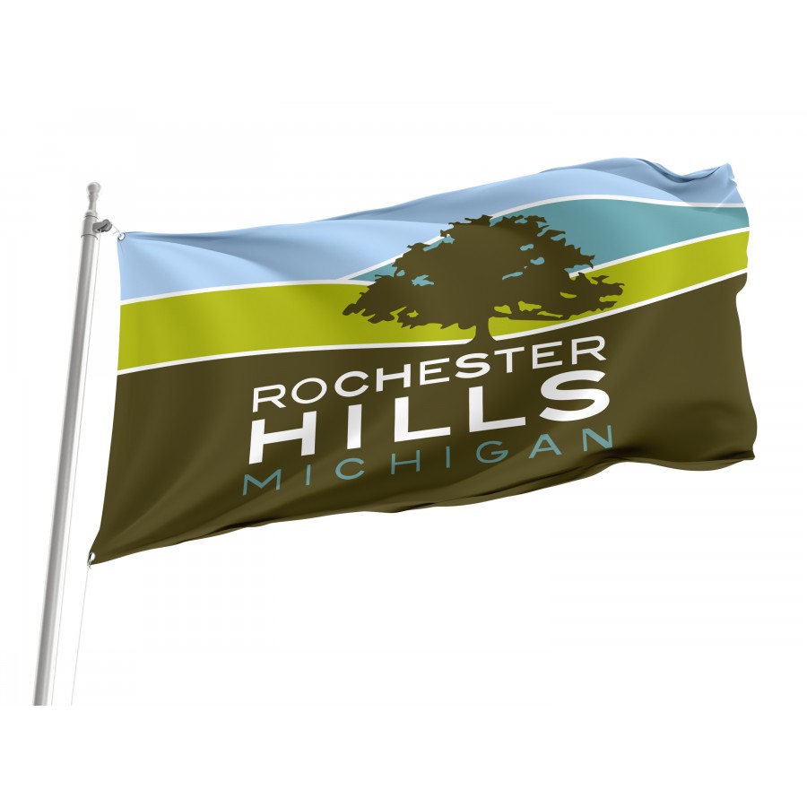 Flag of Rochester Hills, Michigan, Patriotic Flags, Unique Design Print, Flags for Indoor & Outdoor Use