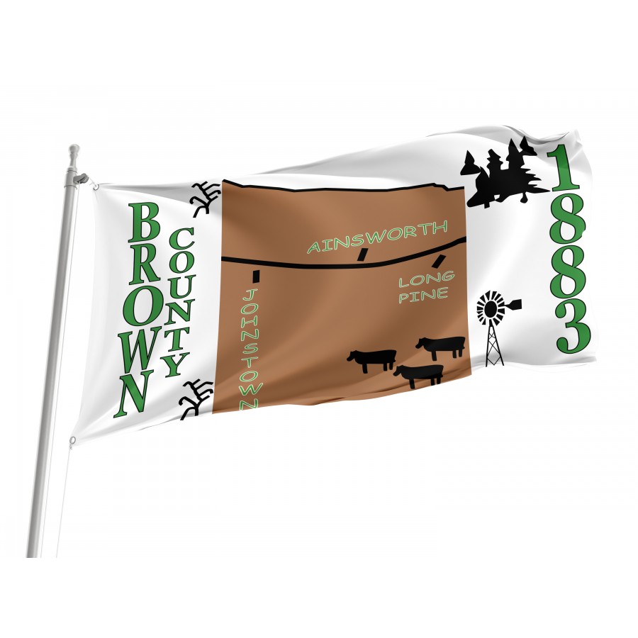 Flag Of Brown County, Nebraska, Patriotic Flags, Unique Design Print, Flags For Indoor & Outdoor Use - High Quality Nebraska for Indoor and Outdoor Use