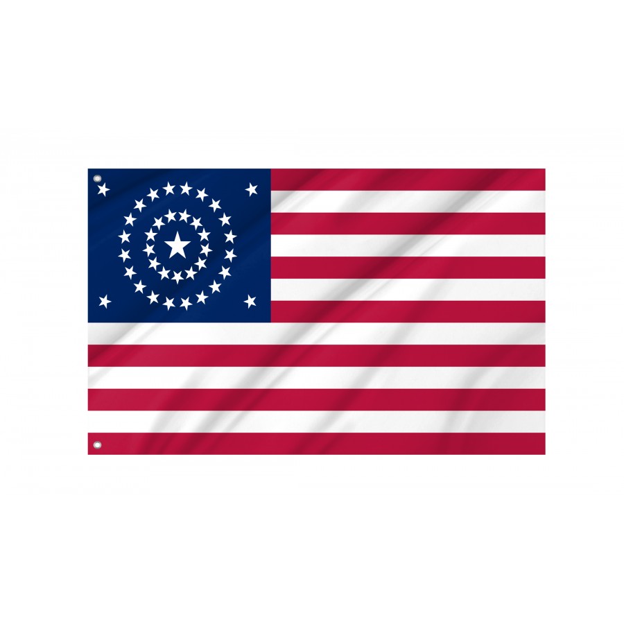 Us 38 Star Flag Concentric Circles, Patriotic Flags, Unique Design Print, Flags For Indoor & Outdoor Use - High Quality United States for Indoor and Outdoor Use