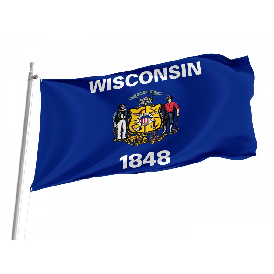 Flag of Wisconsin State, Patriotic Flags, Unique Design Print, Flags for Indoor & Outdoor Use