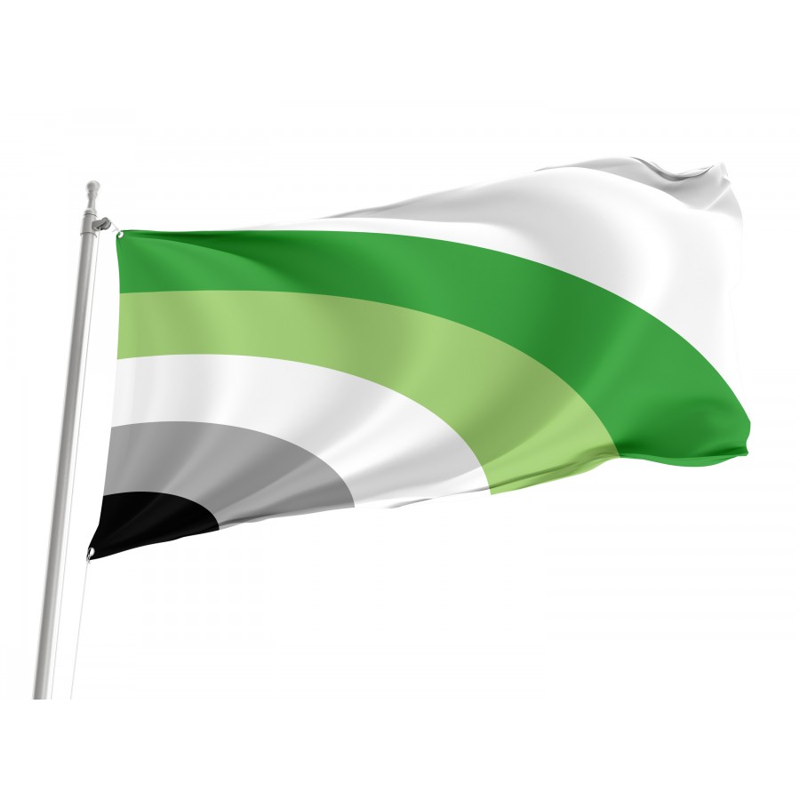 Flag of Aromantic Pride Half-Rainbow, Unique Design Print, Flags for Indoor & Outdoor Use